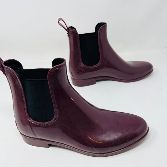 Sam Edelman Rubber Rain Boot Stretch Panel Side Eggplant - 9 - Picture 7 of 9